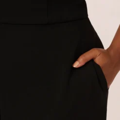 Plus Size Knit Crepe Wide Leg Jumpsuit With Cutout Accent In Black -Cheap Vesta Gleam Store MN1E208527 AA002 Plus Lifestyle