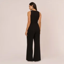 Knit Crepe Wide Leg Jumpsuit With Cutout Accent In Black -Cheap Vesta Gleam Store MN1E208527 AA002 Regular Back