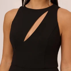 Knit Crepe Wide Leg Jumpsuit With Cutout Accent In Black -Cheap Vesta Gleam Store MN1E208527 AA002 Regular Detail
